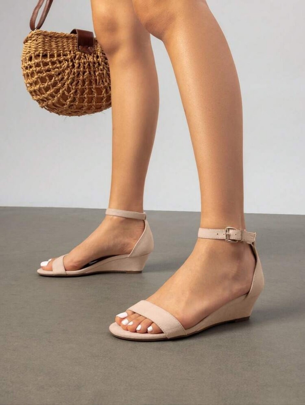 Dream Pairs Blush Ankle-Strap Low Wedge Sandals